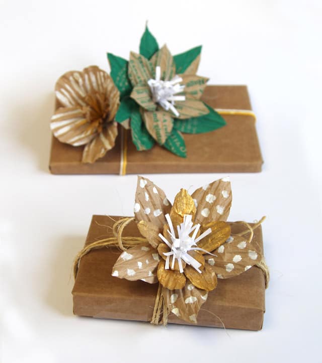 Set of 5 Flower Gift Warp Cardboard Bags