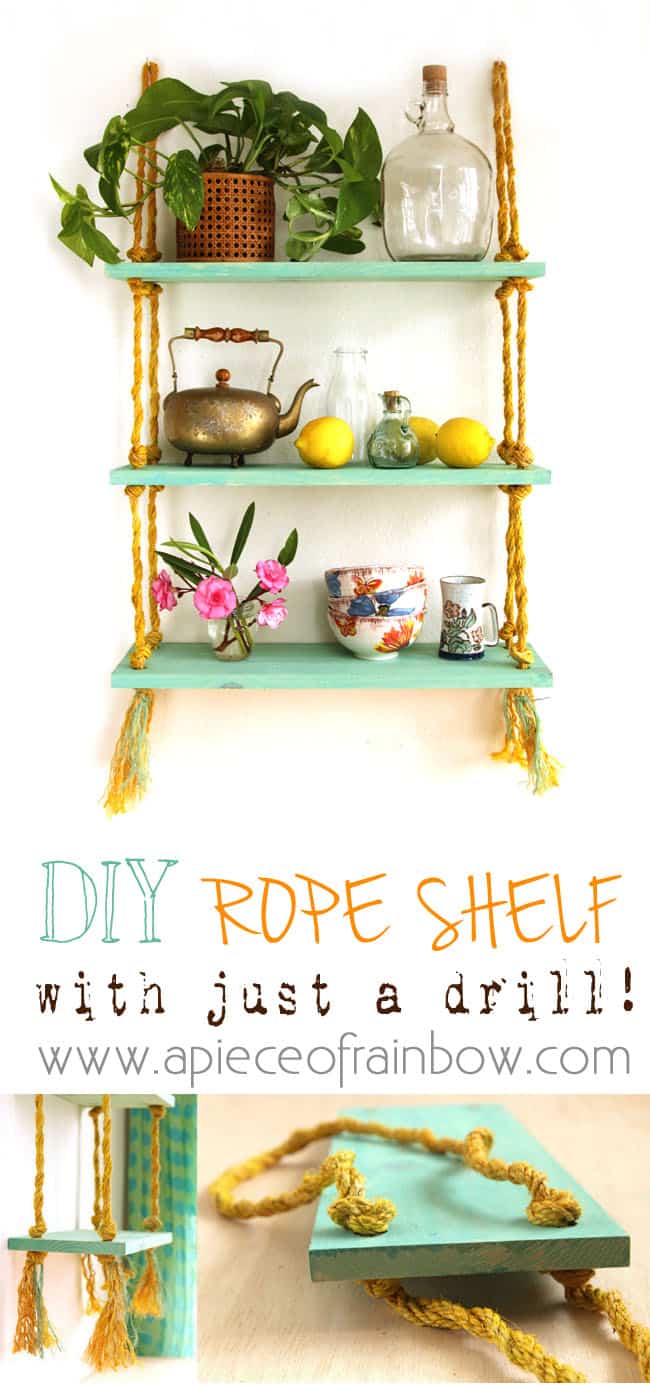 DIY Rope Shelf - All I need is a Drill? - A Piece Of Rainbow