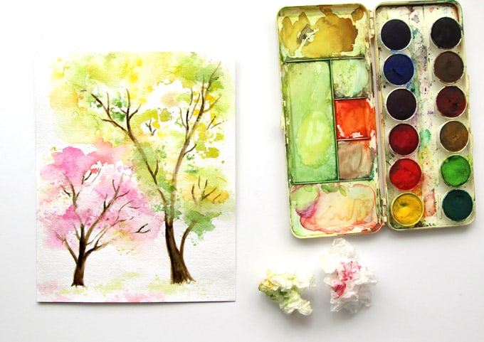 paintings of trees in spring