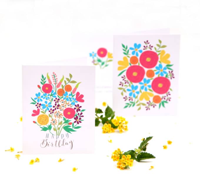 Colorful Flowers Note Cards. Small Blank Cards. Small Greeting