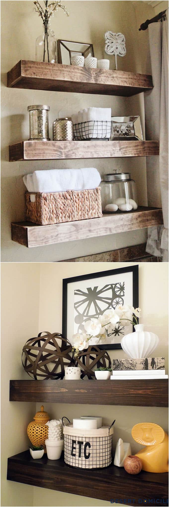 16 easy tutorials on building beautiful floating shelves and wall shelves!  Check out all the gorgeous bracket…
