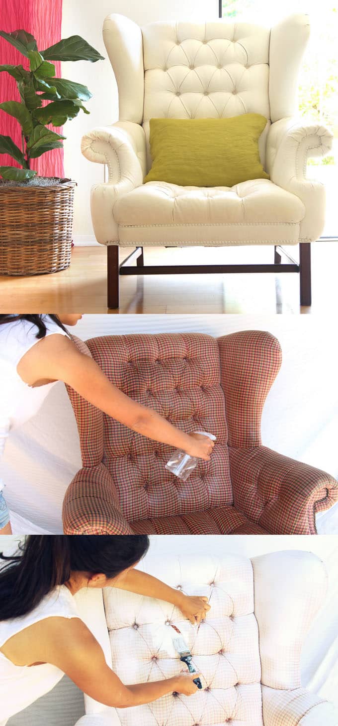 How to Paint Upholstery: Old Fabric Chair Gets Beautiful New Life - A
