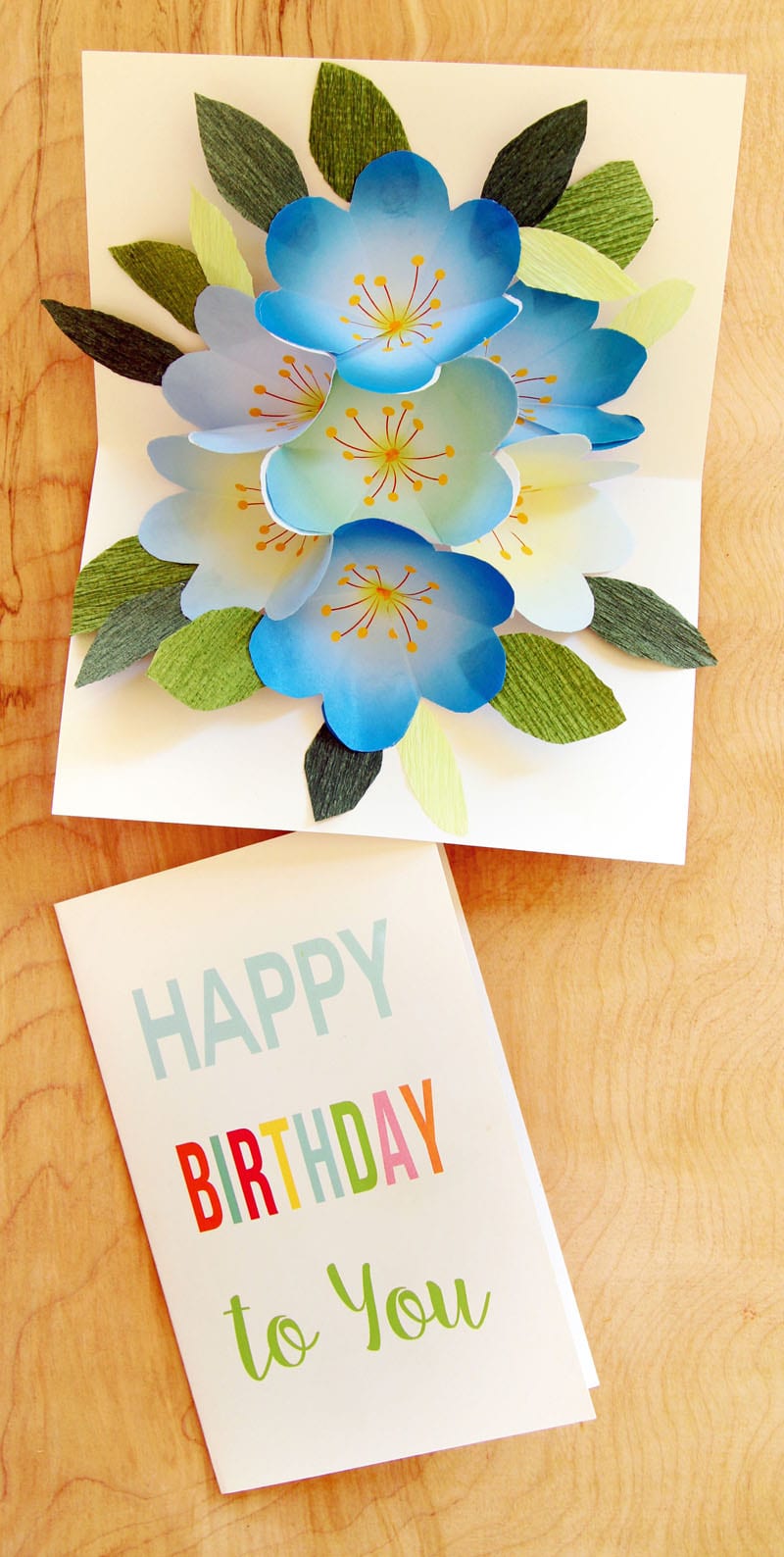 Handmade Birthday Card with Paper Flowers, Beautiful handmade greeting card  design with paper flowers and leaves that you can customize as a DIY birthday  card, mothers day card etc.