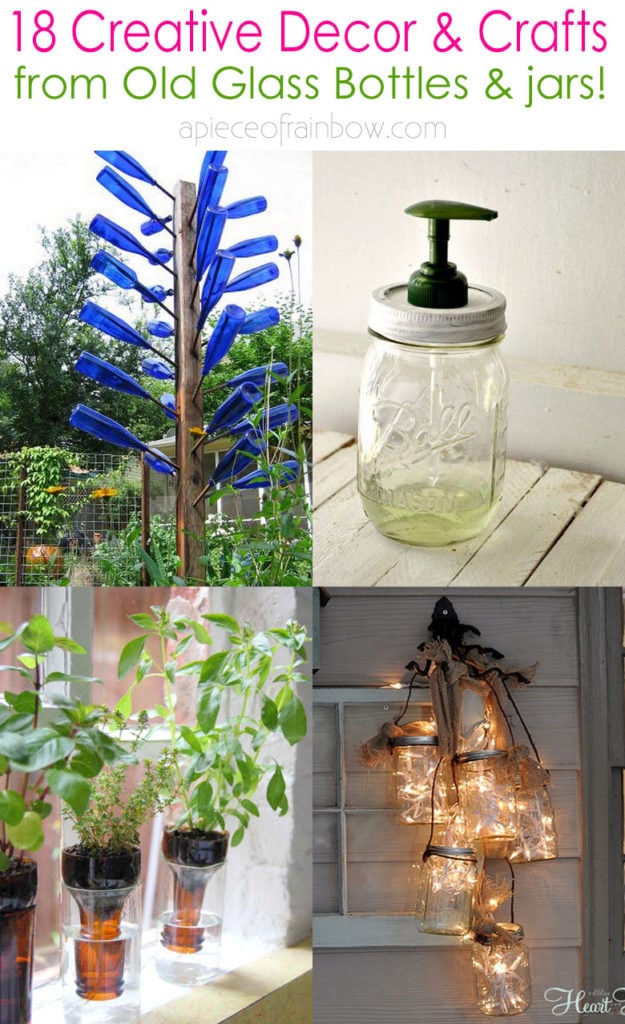 18 Creative DIY Glass Bottle Decor & Craft Ideas | A Piece Of Rainbow