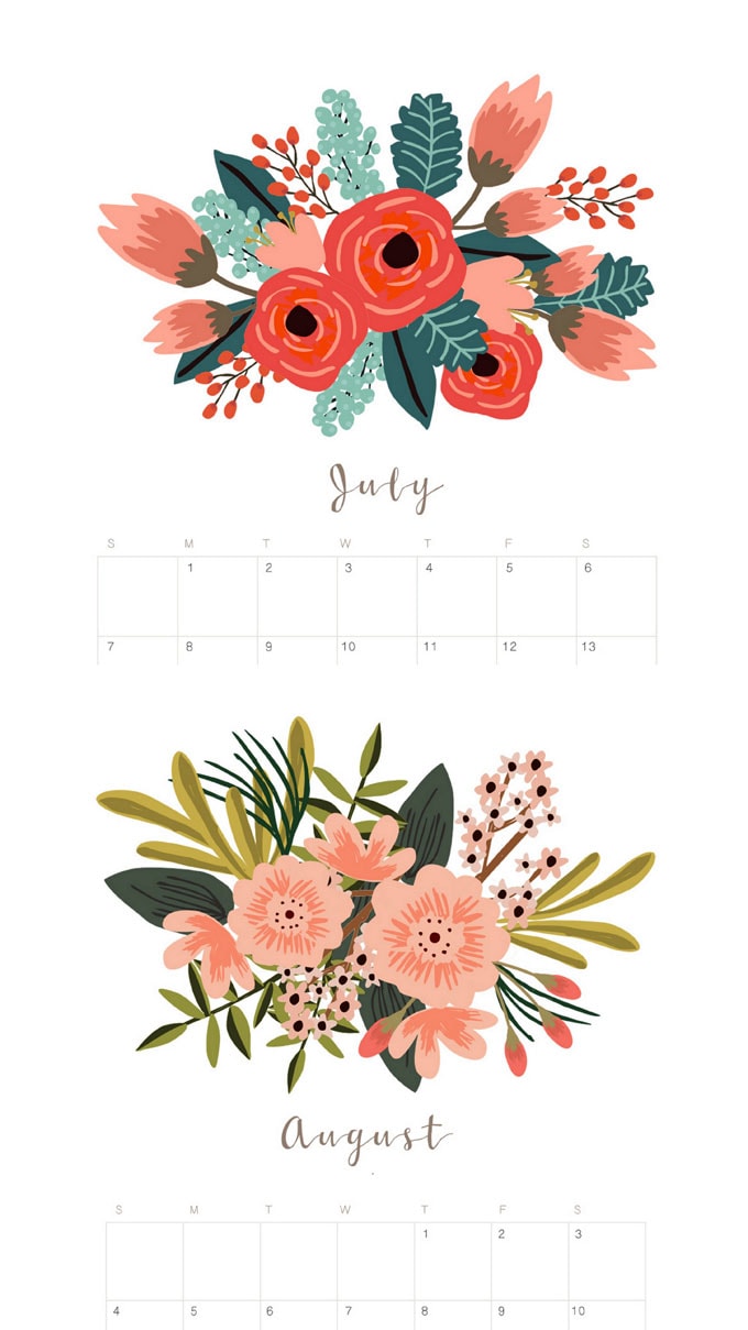 beautiful floral 2019 calendar monthly planner free