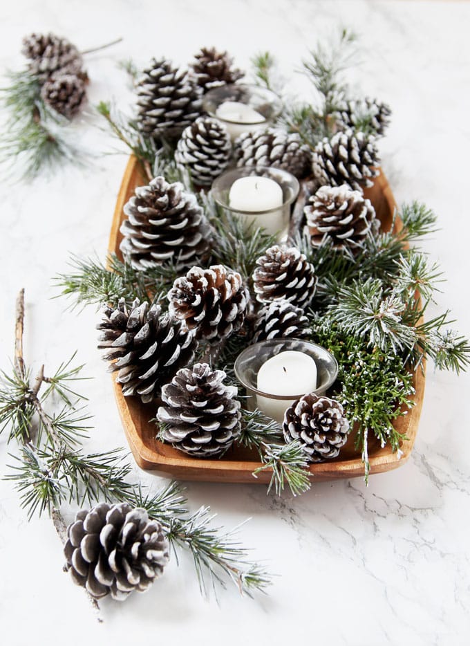 3-Minute DIY Snow Covered Pine Cones & Branches {3 Ways!} - A Piece Of ...