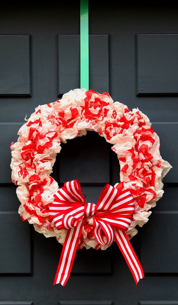 DIY Christmas Plastic Bag Wreath 