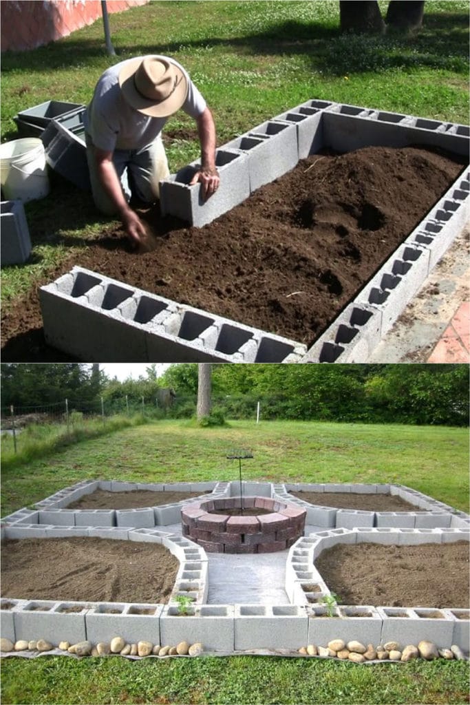 concrete block raised garden bed plans