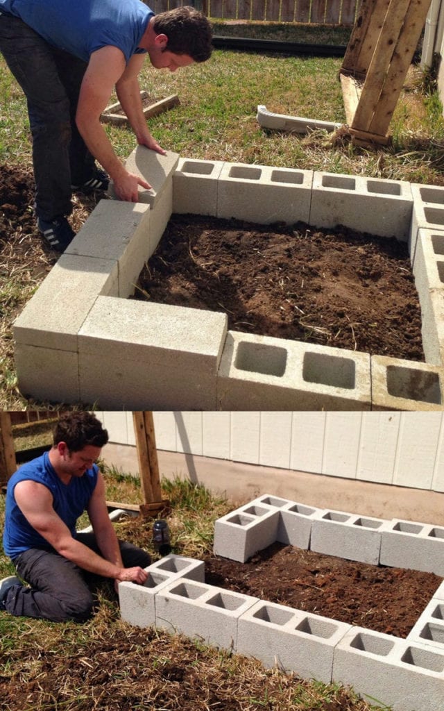 concrete block raised garden bed plans
