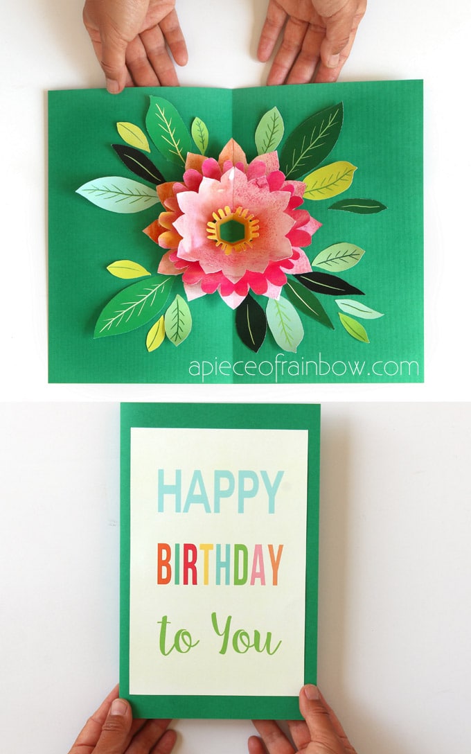 Download Make A Birthday Card With Pop Up Watercolor Flower Free Designs A Piece Of Rainbow