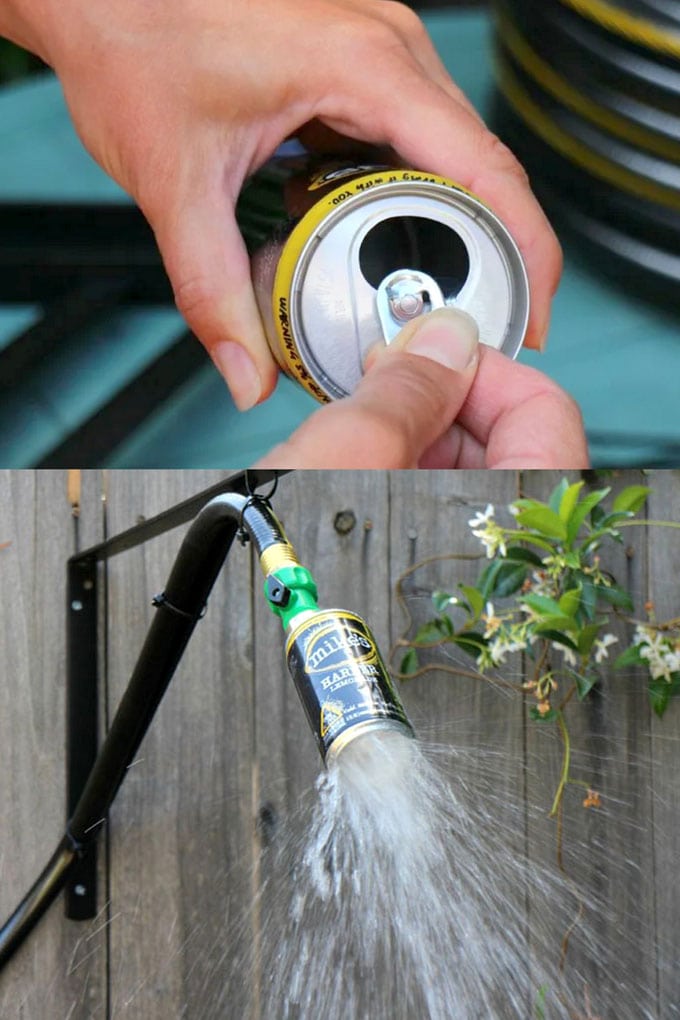 Creative Outdoor Shower Fixtures using cans