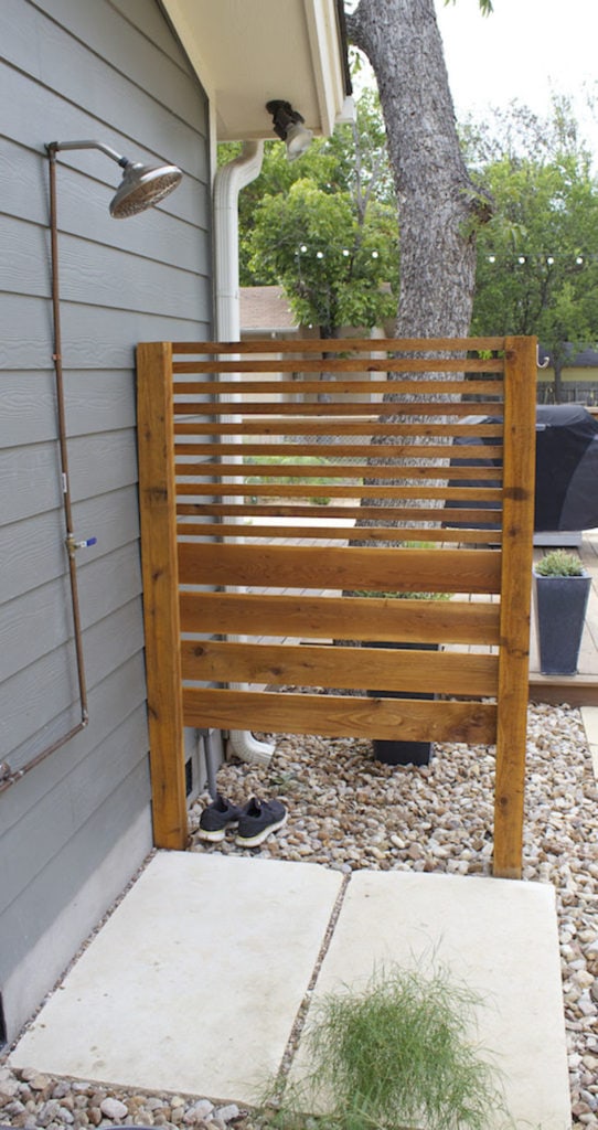 Wood slats DIY Outdoor Shower Enclosure