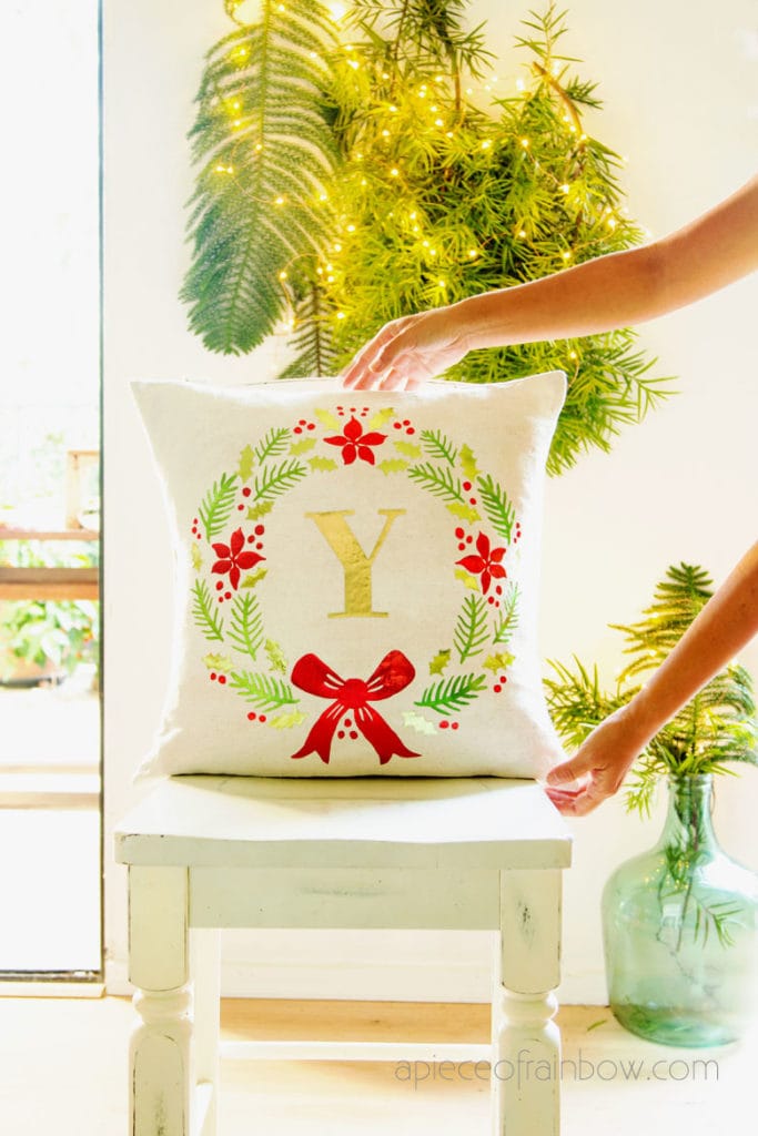 DIY Personalized Farmhouse Christmas Pillow with Cricut Maker! - A Piece Of  Rainbow