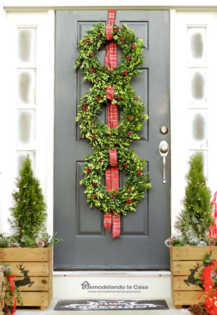 Make a wreath trio for Christmas door decor