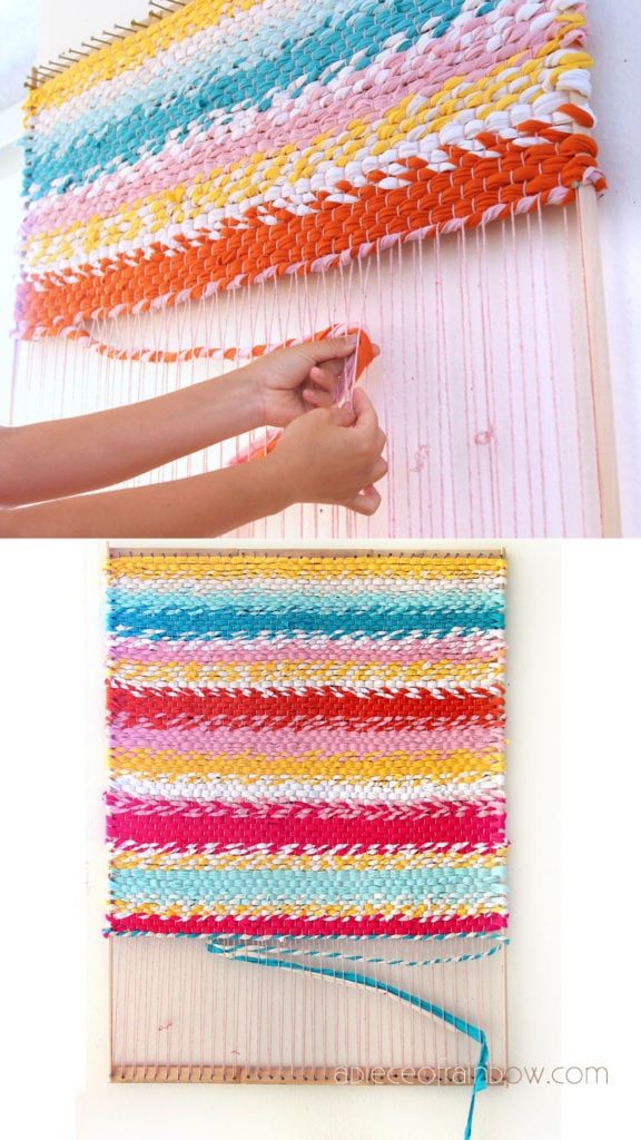 Weave A Boho T Shirt Rag Rug With Easy Diy Loom A Piece Of Rainbow