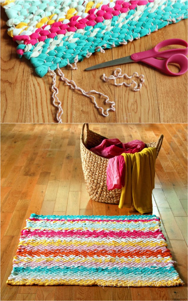 Weave a Boho T-shirt Rag Rug With Easy DIY Loom - A Piece Of Rainbow