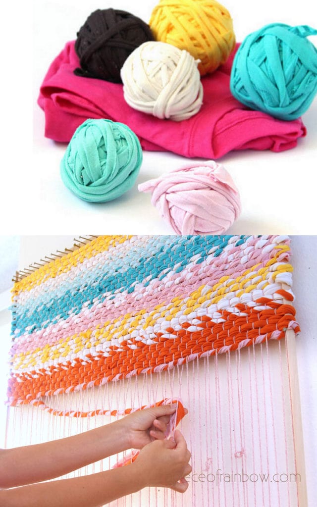 How to crochet a rug out of t-shirt yarn and twine so that it