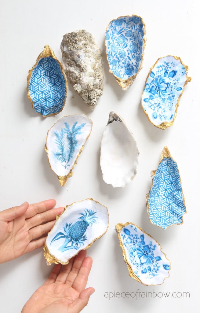 Beautiful DIY Anthropologie style oyster shell trinket dish, catch all tray, jewelry dish & ring holder. Great handmade gift, unique home decor & crafts! 