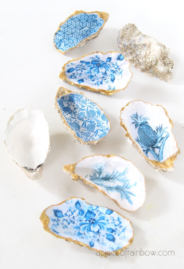 coastal style decorations with oyster shell ring dish