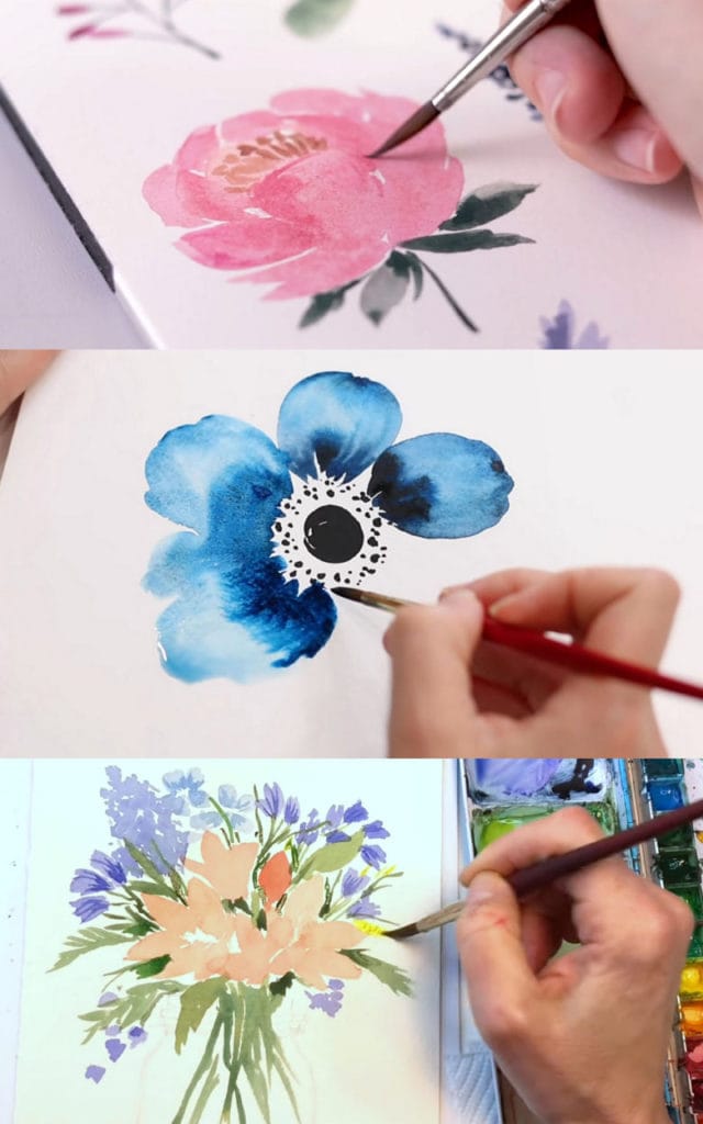 Loose watercolor flowers. Hand painted floral composition of roses