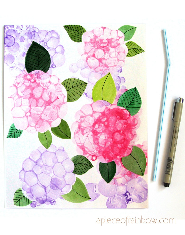 Easy Straw Flower Painting for Kids to Make - Projects with Kids