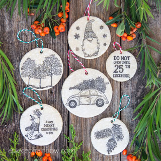 Make stamped salt dough Christmas ornaments & gift tags! Beautiful vintage farmhouse decorations & easy DIY crafts ideas with best recipe!