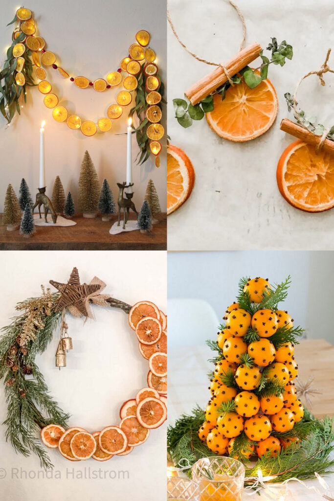 How to make dried orange slices & ideas for Thanksgiving Christmas decorations, crafts & gifts like citrus ornaments, wreath, garland, potpourri etc! 